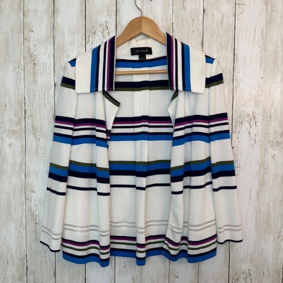 St. John Open Cardigan Sweater Womens Size 6 Santana Knit Wool Blend USA Made - Picture 9 of 16